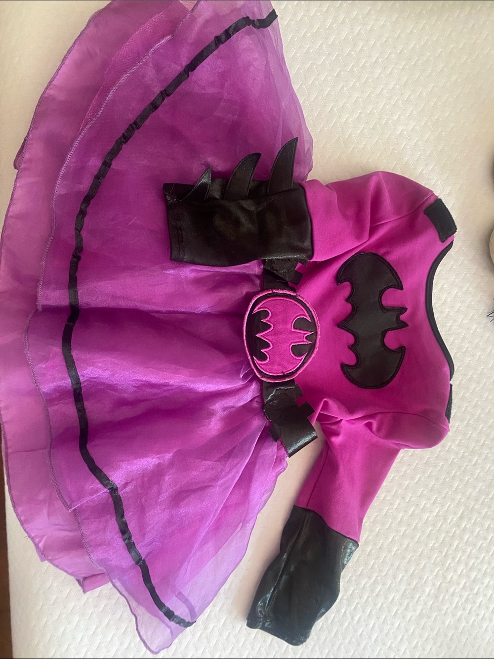 DC Comics Magenta Batgirl Tulle Costume Dress with Black Bat Details,